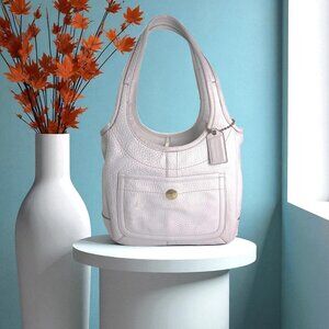 Coach Ergo White Pebble Leather Legacy Stripe Lining Tote Bag y2k